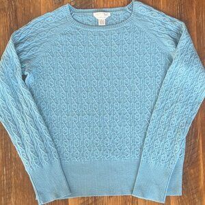 Casual Corner Blue 100% Merino Sweater Womens Size L